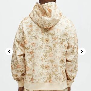 Fashion Nova Floral Hoodie - Cream and Tan